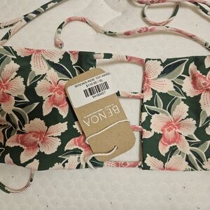 Benoa Swim Floral Bikini Top - Green and Pink